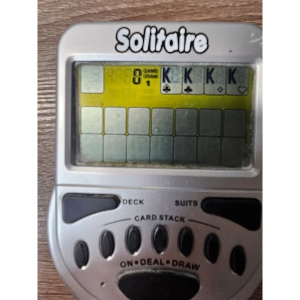Handheld Electronic Solitaire Game Silver Portable Retro LCD Travel Card Game